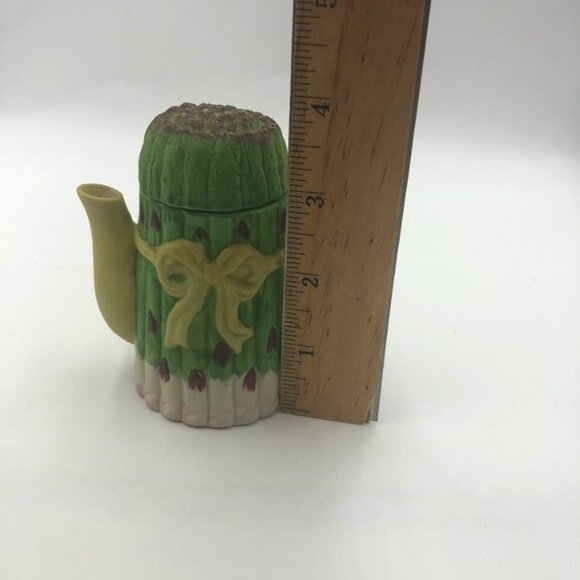 Vintage Asparagus Miniature Ceramic Teapot with Lid Vegetable Theme Collectible - Picture 11 of 13